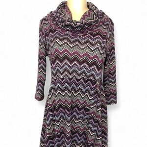 Chevron Patterned Purple Dress